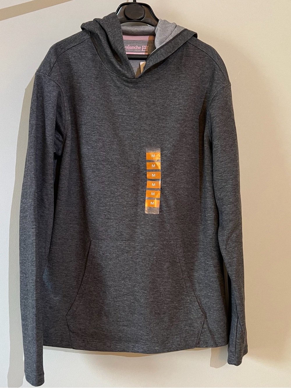 Avalanche Gray Heather Pullover Hoodie with Subtle Pink Trim